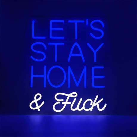 'LETS STAY HOME & F' BLUE LED WALL MOUNTABLE NEON