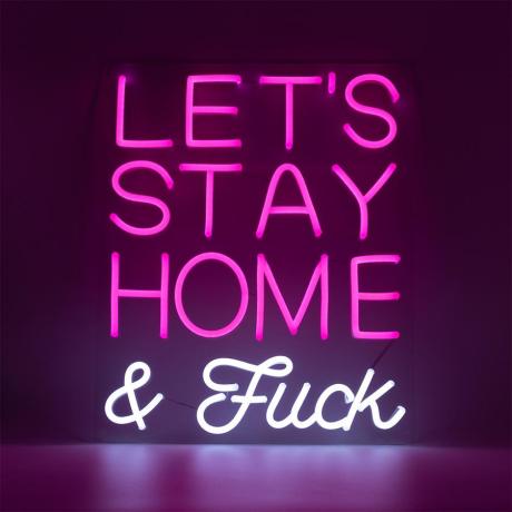 'LETS STAY HOME & F' PINK LED WALL MOUNTABLE NEON