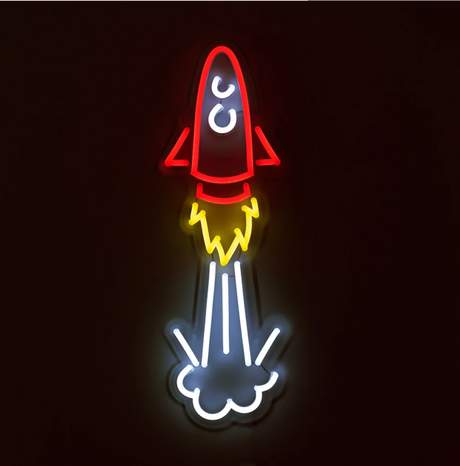 'SPACE ROCKET' NEON LED WALL MOUNTABLE SIGN