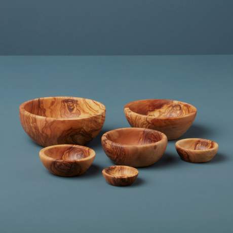 Olive Wood Nesting Bowls Set of 6