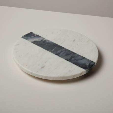 White & Gray Marble Round Board Large