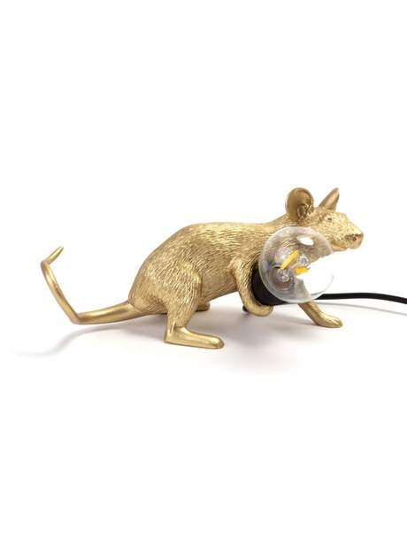 Seletti Mouse Lamp Lop Lie Down Gold USB