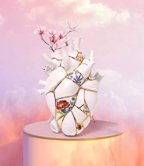 Seletti Love in Bloom Kintsugi Porcelain Heart Vase