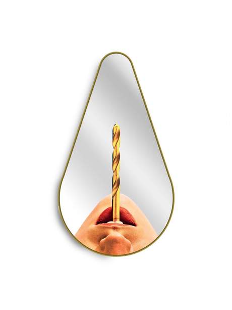 Seletti Toiletpaper Mirror Gold Frame Pear Drill