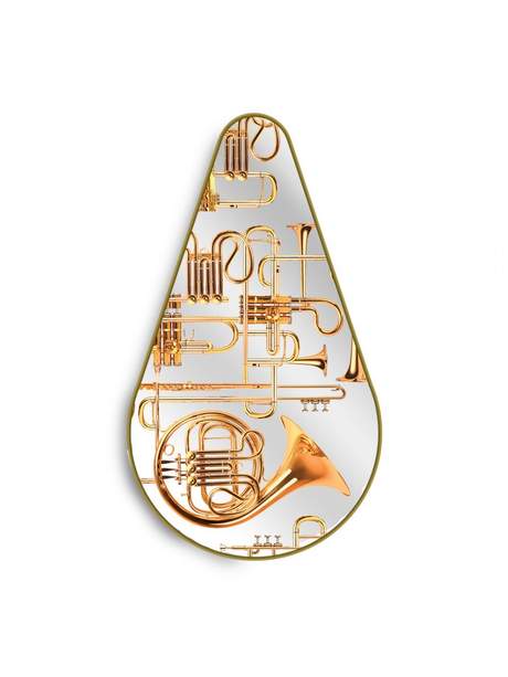 Seletti Toiletpaper Mirror Gold Frame Pear Trumpets
