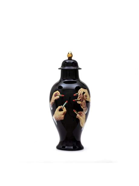 Seletti Toiletpaper Porcelain Vase Lipsticks Black