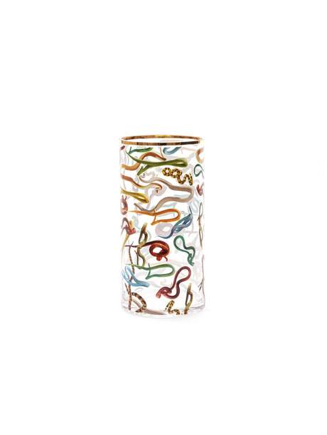Seletti Toiletpaper Glass Vase Cylindrical Medium Snakes