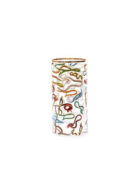 Seletti Toiletpaper Glass Vase Cylindrical Medium Snakes