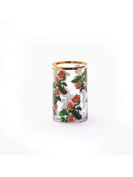 Seletti Toiletpaper Glass Vase Cylindrical Small Roses