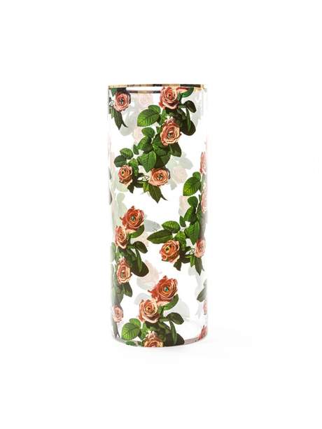 Seletti Toiletpaper Glass Vase Cylindrical Big Roses