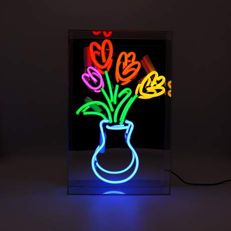 Vase of Tulips Glass Neon