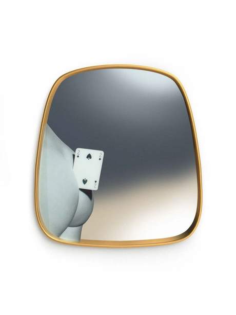 Seletti Toiletpaper Mirror Gold Frame Two of Spades
