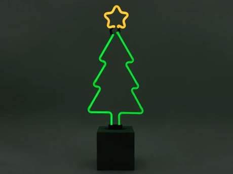 Christmas Tree Neon Concrete Base