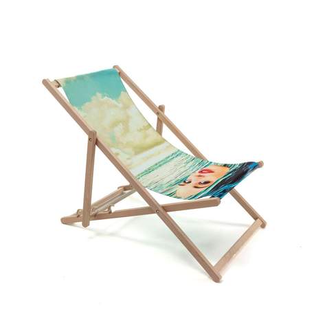 Seletti Toiletpaper Wooden Folding Deckchair Girl in the Sea
