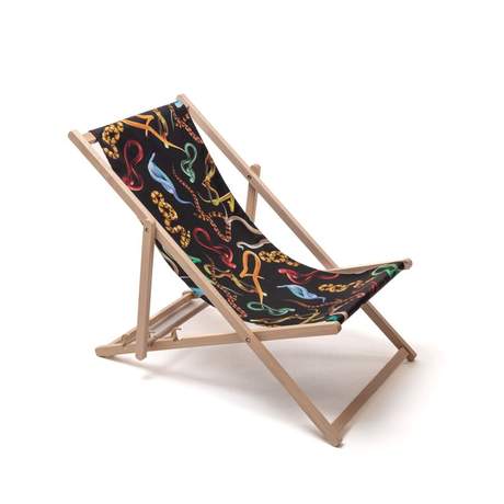 Seletti Toiletpaper Wooden Folding Deckchair Snakes