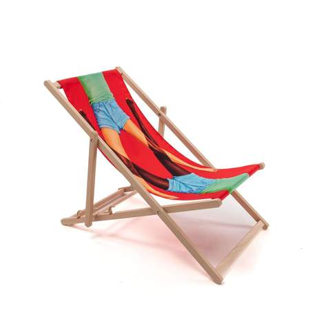 Seletti Toiletpaper Wooden Folding Deckchair Scissors