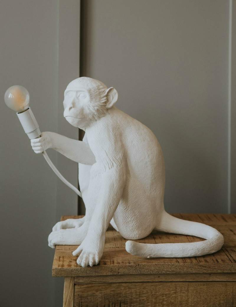 Seletti Monkey Lamp White Sitting Indoor
