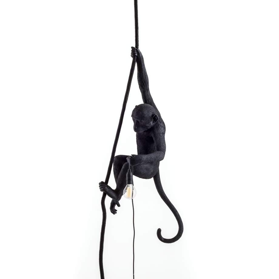 Seletti Monkey Lamp Black With Rope Indoor/Outdoor