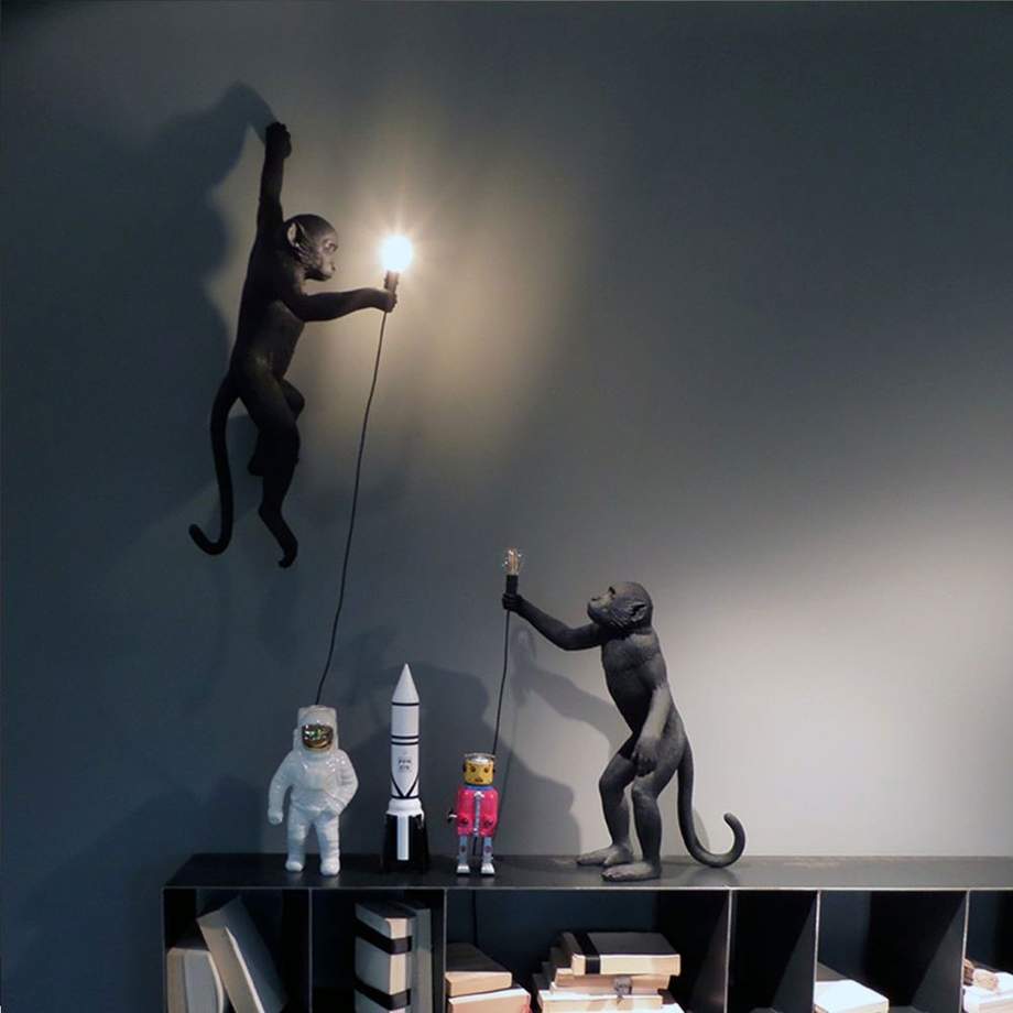Seletti Monkey Lamp Black Standing Indoor/Outdoor
