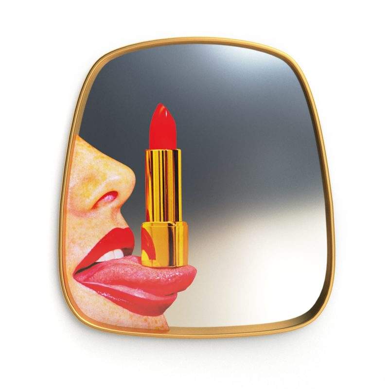 Seletti Toiletpaper Mirror Gold Frame Tongue