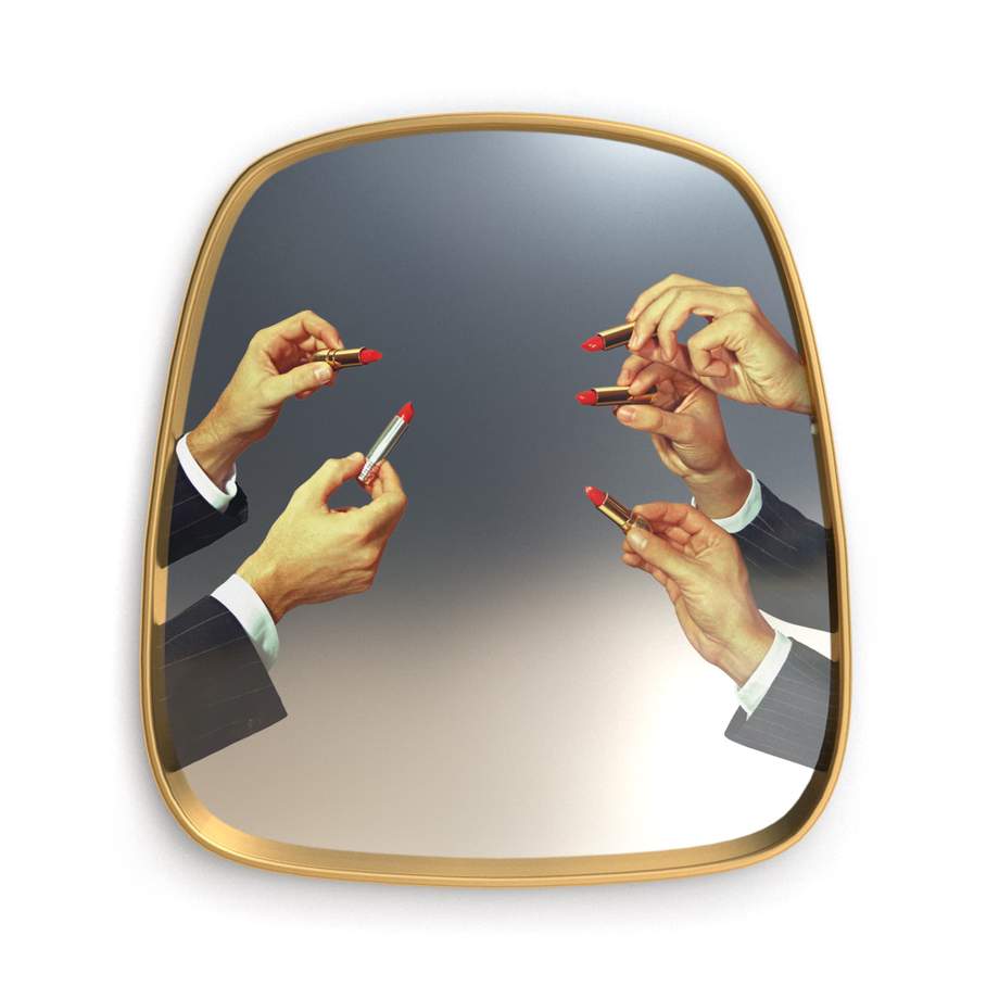 Seletti Toiletpaper Mirror Gold Frame Lipsticks