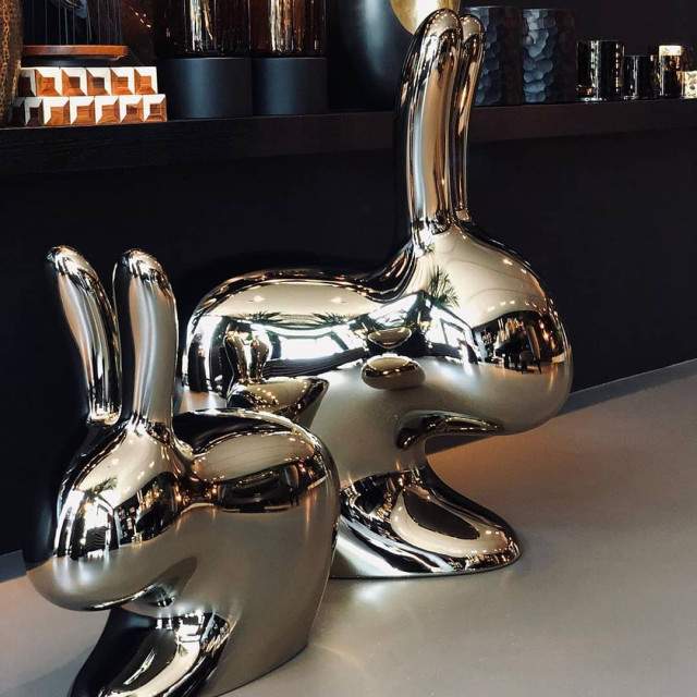 Qeeboo Rabbit Chair Metal Finish