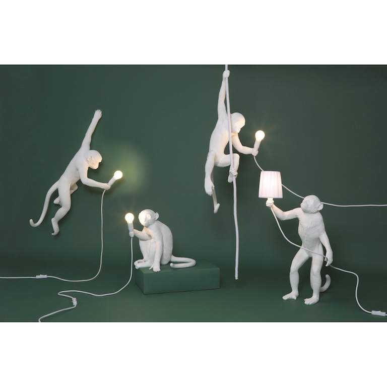 Seletti Monkey Lamp White Hanging Right Indoor