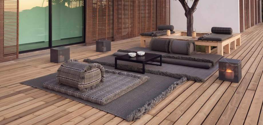 Gan Rugs Garden Layers Mattress Checks Terracotta Small