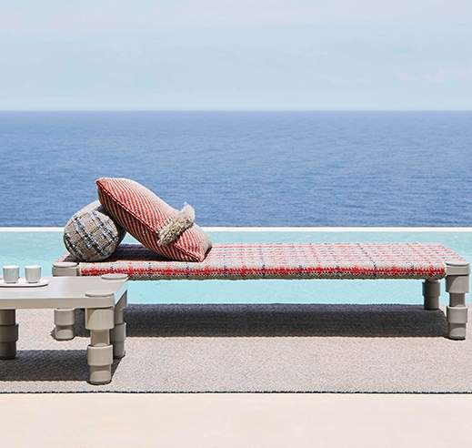 Gan Rugs Garden Layers Roll Checks Terracotta Small 