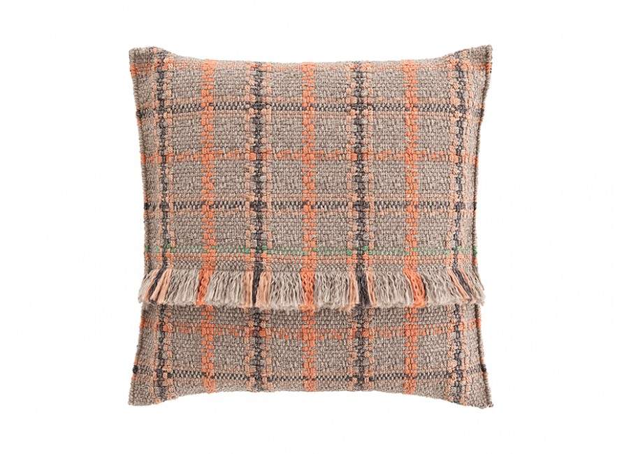 Gan Rugs Garden Layers Cushion Tartan Terracotta Big 