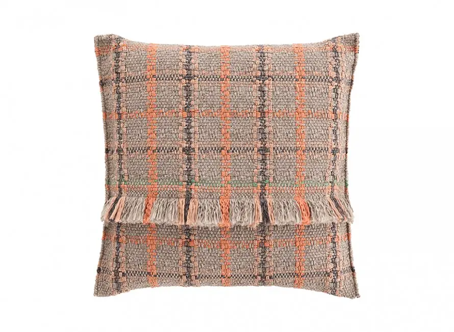 Gan Rugs Garden Layers Cushion Tartan Terracotta Big 