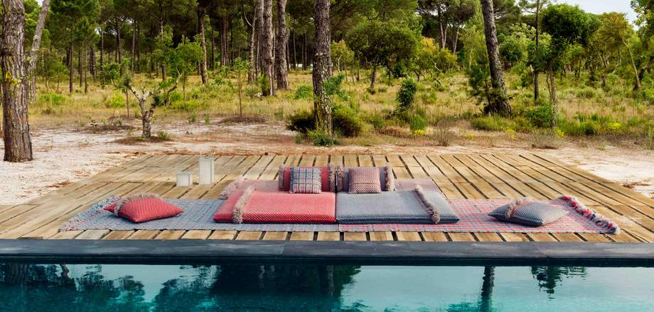 Gan Rugs Garden Layers Cushion Tartan Terracotta Big 