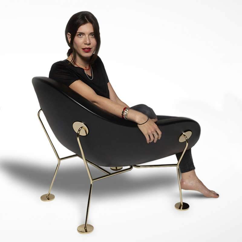 Qeeboo Pupa Armchair Brass Base Indoor