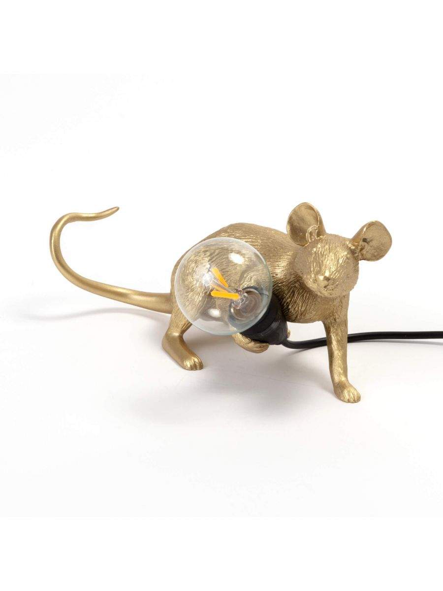 Seletti Mouse Lamp Lop Lie Down Gold USB