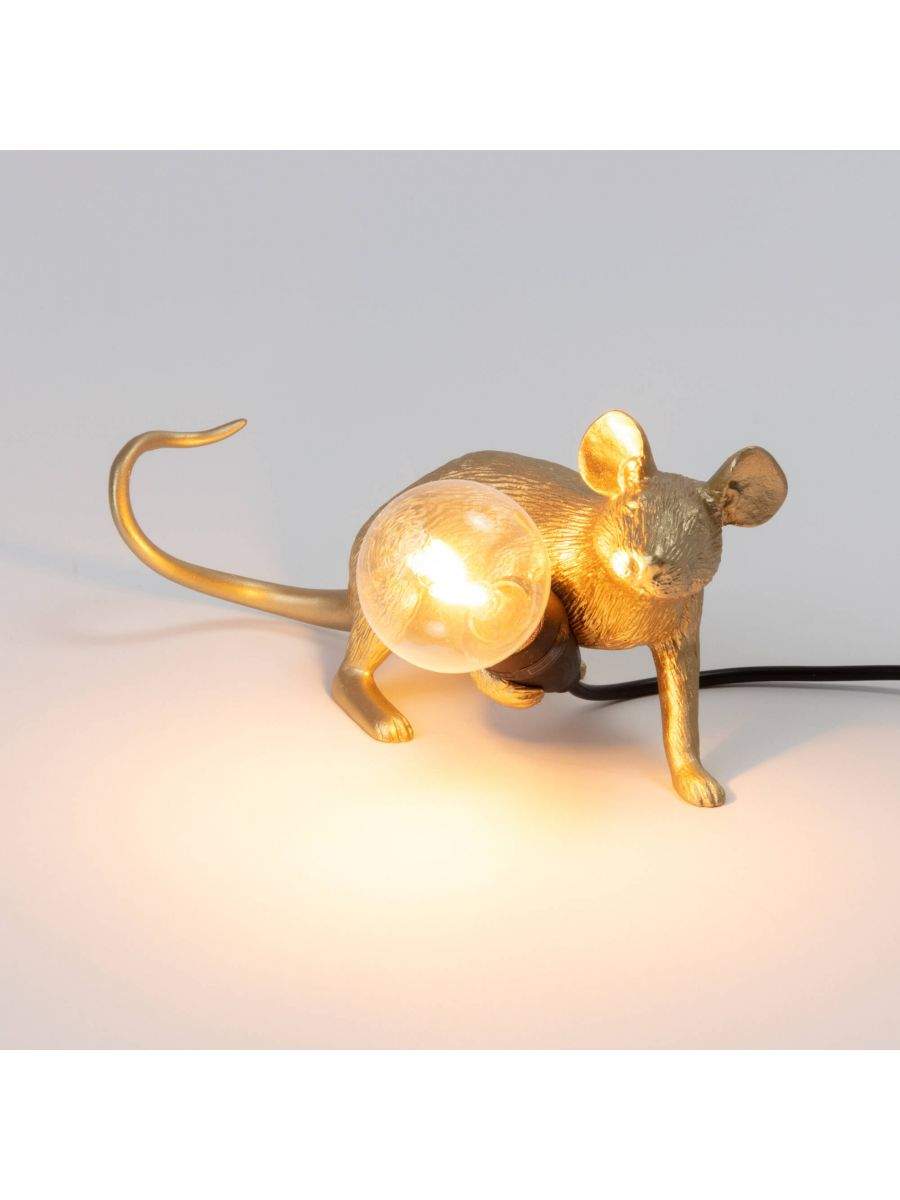 Seletti Mouse Lamp Lop Lie Down Gold USB