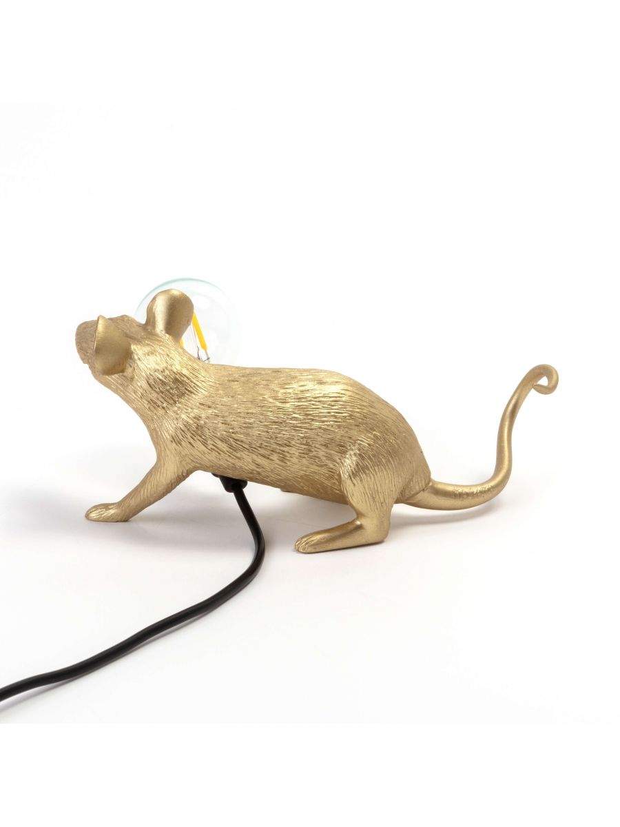 Seletti Mouse Lamp Lop Lie Down Gold USB