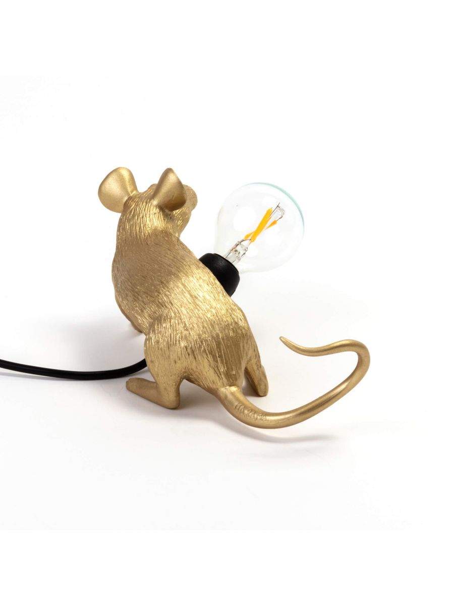 Seletti Mouse Lamp Lop Lie Down Gold USB