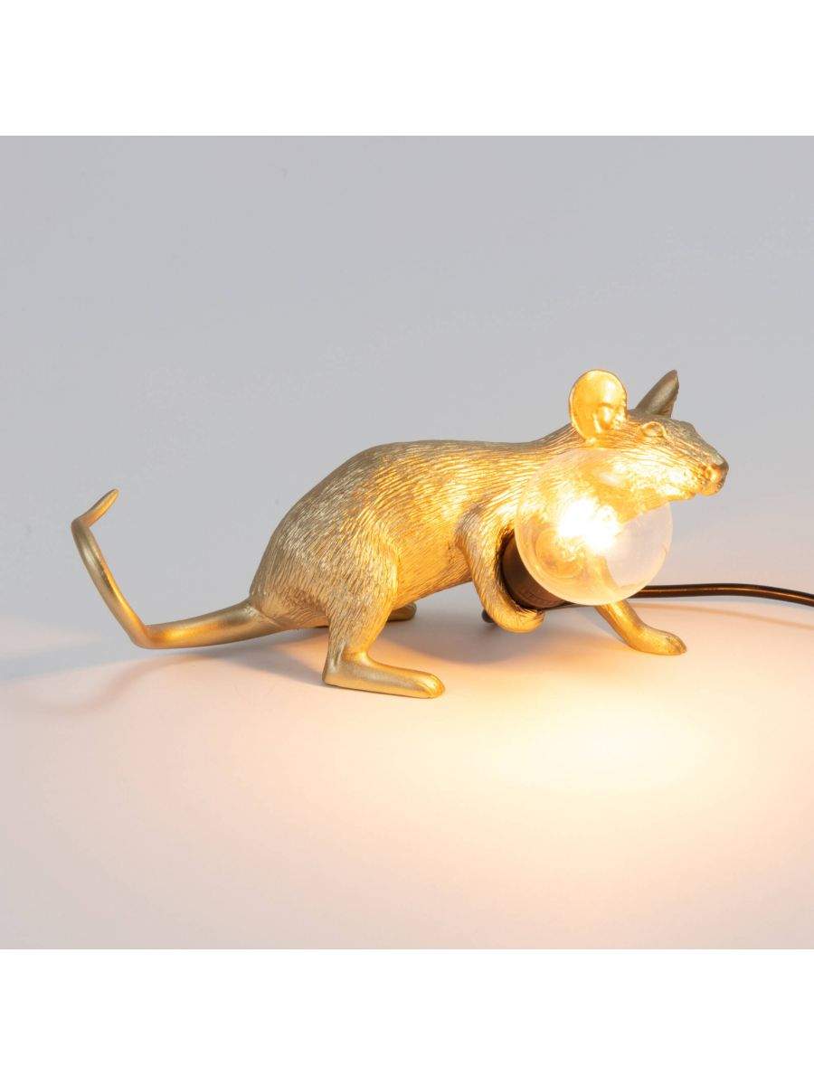 Seletti Mouse Lamp Lop Lie Down Gold USB