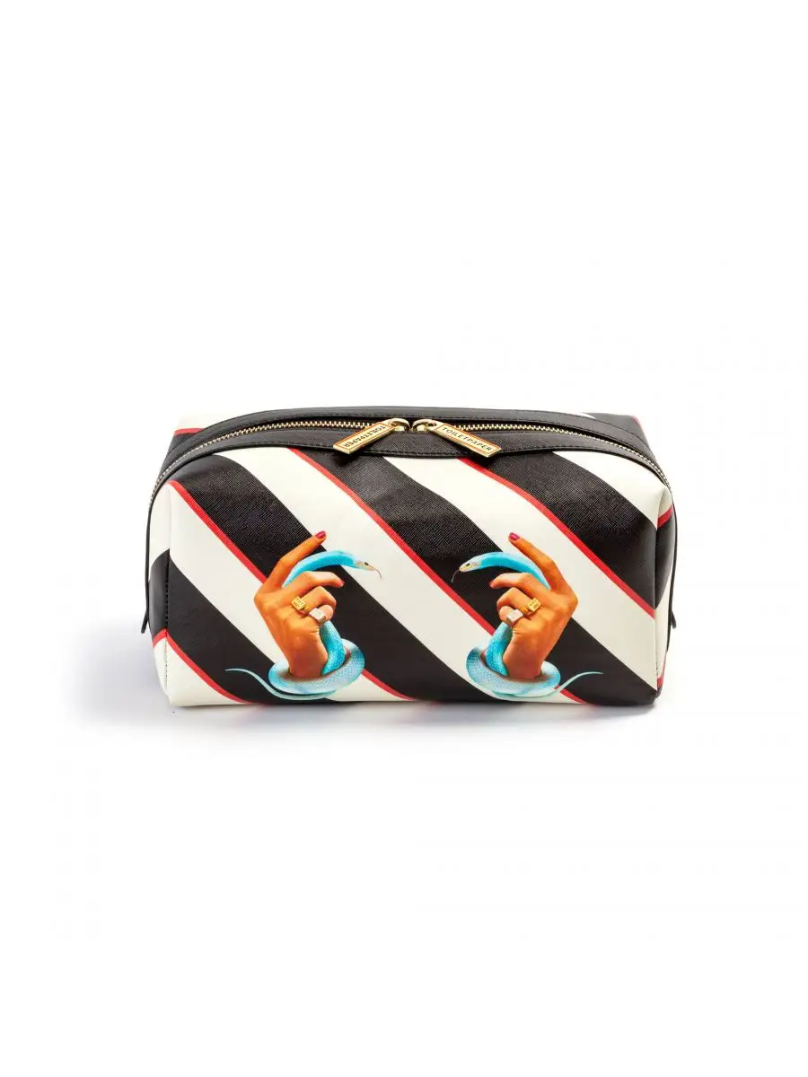 Seletti Toiletpaper Wash Bag Stripes Hands with Snakes