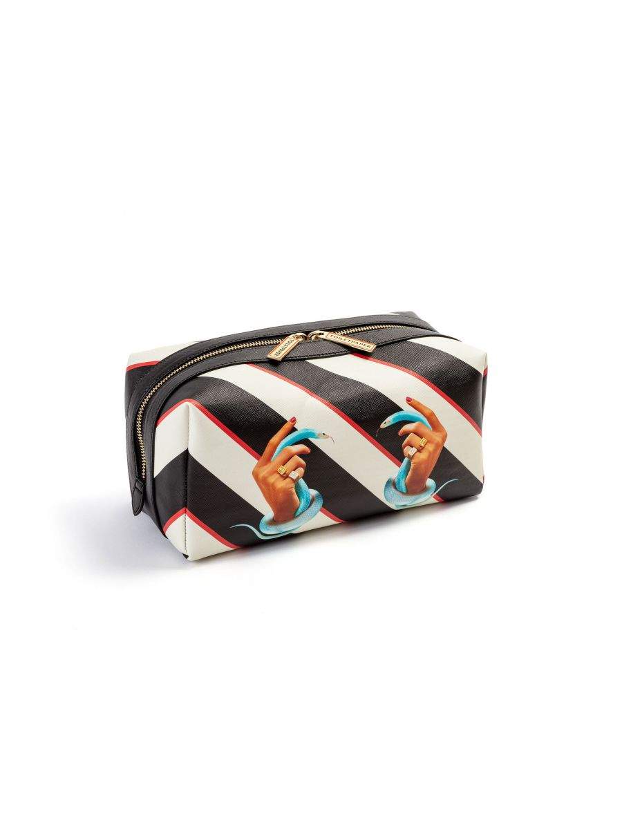 Seletti Toiletpaper Wash Bag Stripes Hands with Snakes