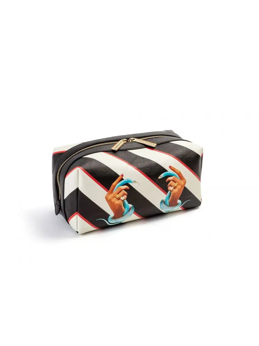 Seletti Toiletpaper Wash Bag Stripes Hands with Snakes