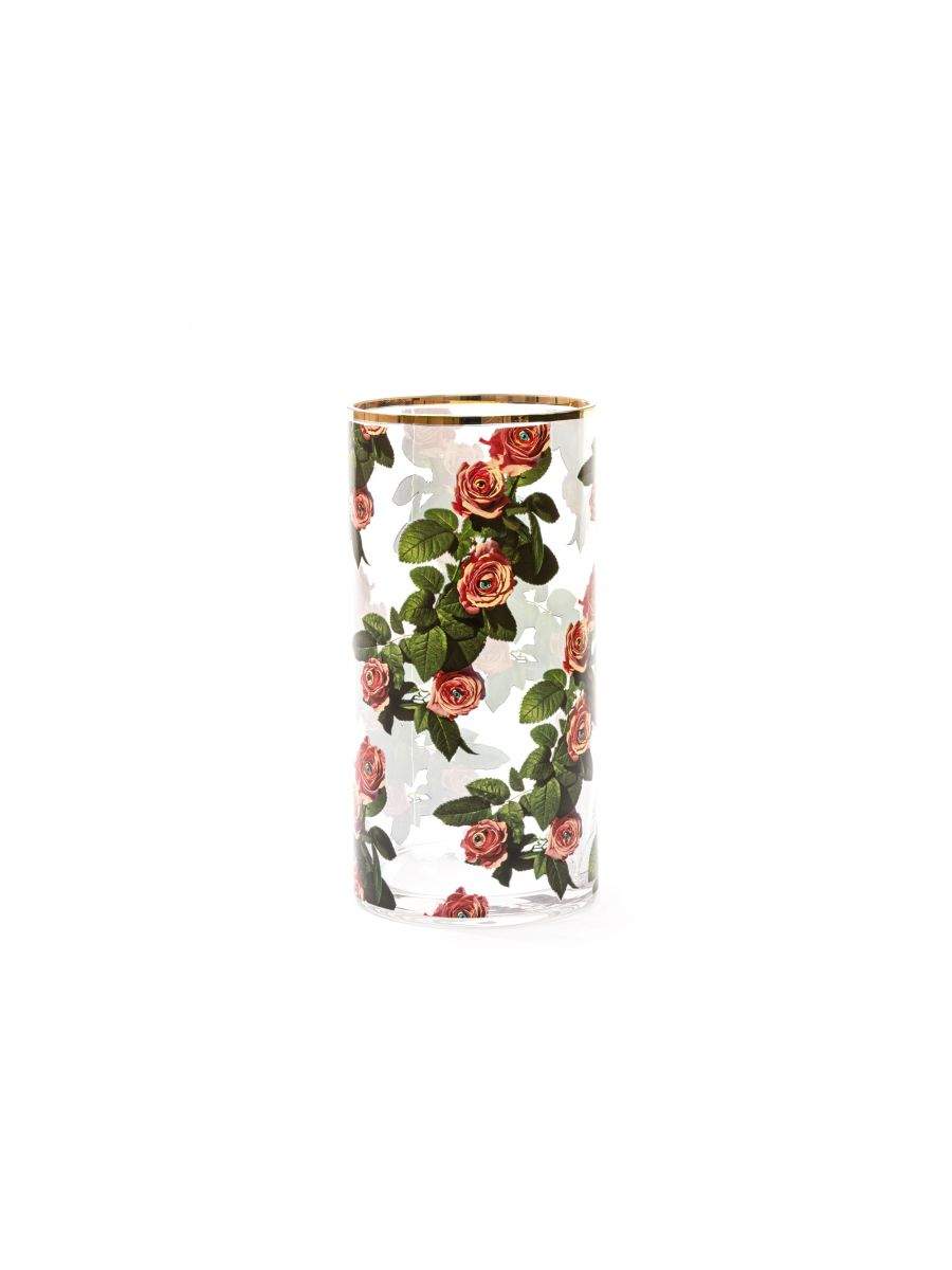 Seletti Toiletpaper Glass Vase Cylindrical Medium Roses