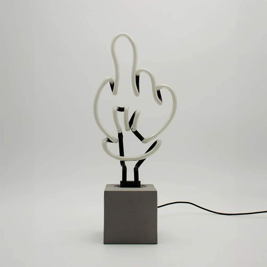 'Middle Finger' Neon Concrete Base
