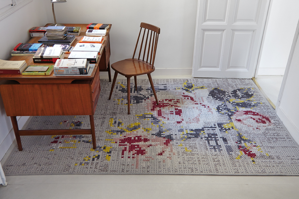 Gan Rugs Canevas Rug Flowers Natural