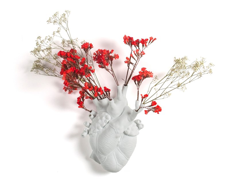 Seletti Love in Bloom Porcelain Heart Vase