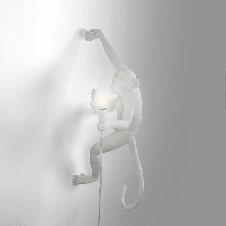 Seletti Monkey Lamp White Hanging Right Indoor
